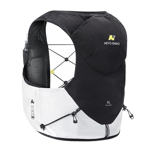 N NEVO RHINO 5L Running Vest, Water Vest Backpack with 2x500ml Soft Flasks - color: Black, size: X-Large