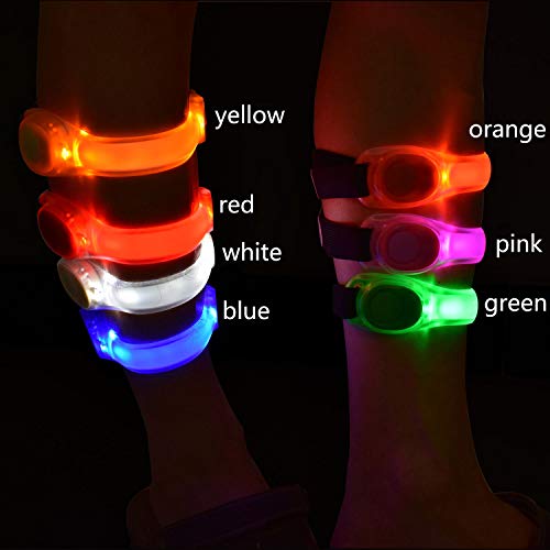 Premium LED Light Up Armband, Reflective Adjustable Wearable Silicone Running Belt Strap/Waterproof Glow in The Dark for Running Jogging Walking Cycling Concert Camping Outdoor Sports - color: White - 4 Pack