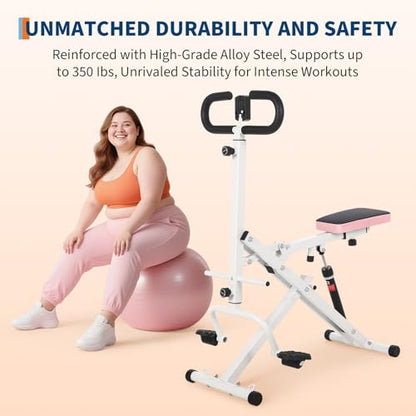 Adjustable 12-Level Squat Assist Trainer for Home Gym – Collapsible Hydraulic Stepper Machine for Full Body, Glutes & Leg Workout, 350 Lbs Capacity, Booty & Deep Squat Fitness Equipment - color: White