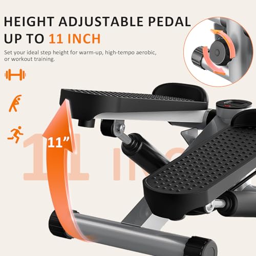 Stair Stepper with Resistance Bands for Home Exercise, Mini Stepper Machine for Indoor Fitness, Portable Home Gym Stepper for Full Body Workout, 300LBS Capacity - style: Silver