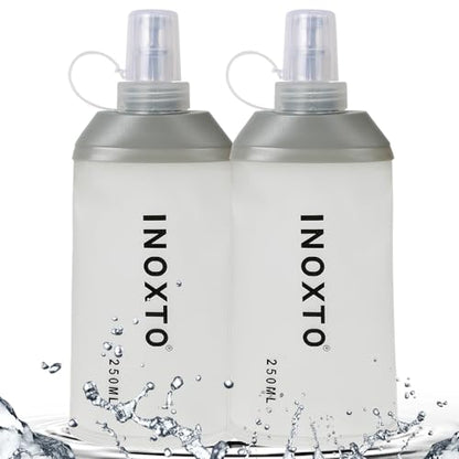 INOXTO Soft Flask,Collapsible Soft Water Bottles for Hydration Vests and Running Packs, Soft Flask Running Bottles for Hiking Cycling(250/500 ml) (2 PCS SMALL) - size: 2 PCS SMALL