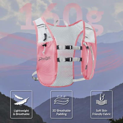 Runlight Running Vest for Women Men, Adjustable Hydration Backpack Breathable Reflective with 1.5L Water Bladder for Hiking, Trail, Running, Marathons, Cycling - color: Pink