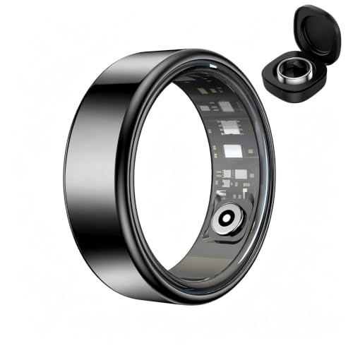 Smart Health Ring, Featuring Stress and Sleep Monitoring Functions, Compatible with iOS and Android,Waterproof Fitness Tracker for Women & Men, No Subscription Fee. (Black, 11#) - color: Black, size: 11#