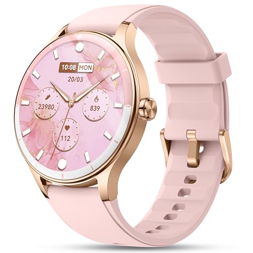 Smart Watch for Women, Ladies & Men, 1.27'' Fitness Watch [41mm case] with Call Receive/Dial, Heart Rate/Stress/Sleep Monitor, AI Voice, IP68 Waterproof Smartwatch with Calendar, Calculator, Games - color: Pastel Pink