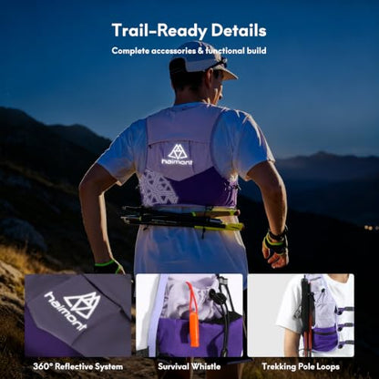 Haimont 8L Trail Running Hydration Vest with Soft Flasks - color: Purple, size: Large