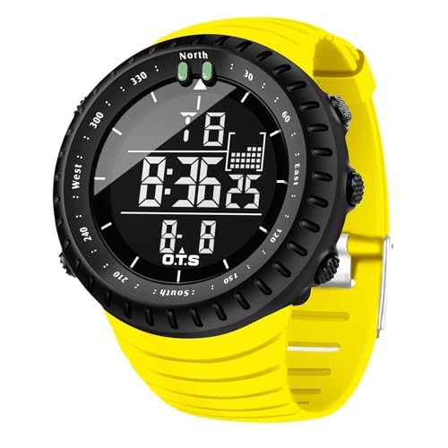 PALADA Men's Digital Sports Watch Waterproof Tactical Watch with LED Backlight Watches for Men - color: Yellow