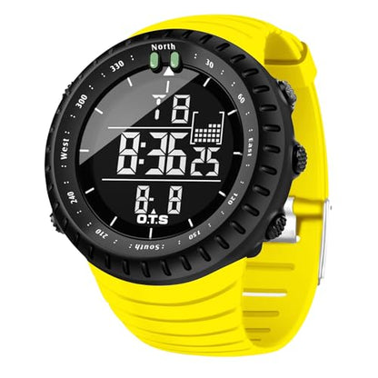 PALADA Men's Digital Sports Watch Waterproof Tactical Watch with LED Backlight Watches for Men - color: Yellow