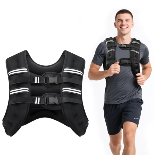 Ragebby Weighted Vest, 6lb/8lb/12lb/16lb/20lb/30lb for Men, Women with Reflective Stripe, Weight Vests Adjustable for Workout, Strength Training, Running, Fitness, Muscle Building, Weight Loss clearance - color: Black, size: 25LB