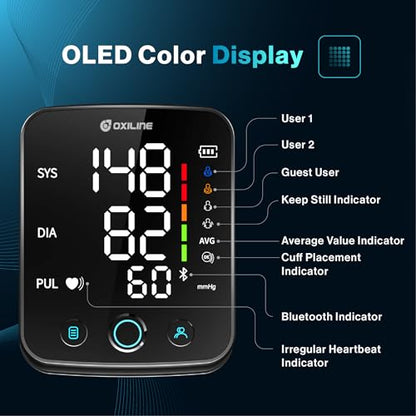 Pressure XS Pro Bluetooth Blood Pressure Monitor, Upper Arm BP Cuff 22–42 cm, Accurate Automatic Digital Systolic/Diastolic, Large Display, Mobile App Compatible for iOS & Android Devices