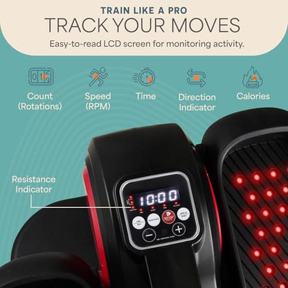 Lifepro Under Desk Elliptical-Leg excerciser with Red Light Therapy Option - color: Red