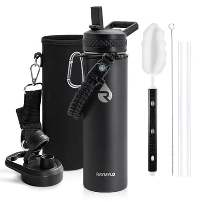 RAYMYLO Insulated Water Bottle 20 oz, Triple Wall Vacuum Stainless Steel - color: Magic Black, size: 20 Ounces