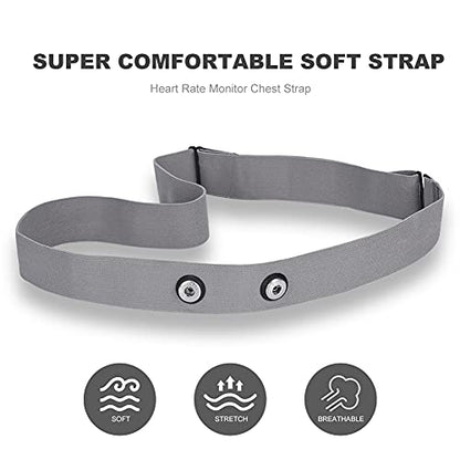 Heart Rate Monitor Chest Strap Fits for Polar H7 H1 Wahoo Tickr Garmin (Black Gray) Large