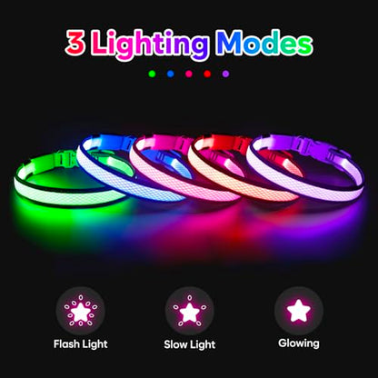 Flashseen LED Light Up Dog Collar, USB Rechargeable, Purple, M - color: Purple, size: Medium
