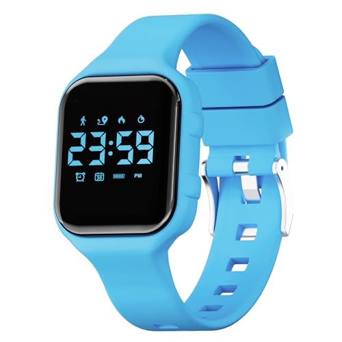 GOLDEN HOUR Kids Digital Sport Watches with Fitness Tracker, Alarm Clock, Stopwatch, No App Waterproof Birthday Gifts for Girls and Boys Ages 4-12 - color: blue
