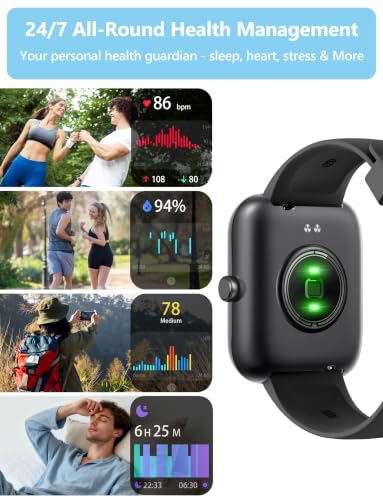 Smart Watch Men Women [2 Bands, 44mm case] 1.83" Alexa Fitness Tracker, Heart Rate, Sleep, Stress Monitor, IP68 Waterproof Smartwatch, Make/Answer Calls, Compatible with iPhone & Android Phones - color: Stainless Black
