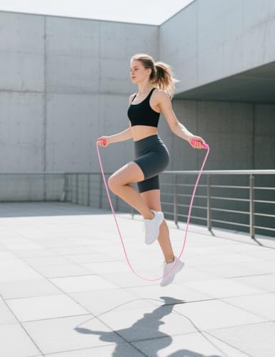 2PCS Jump Rope for Fitness - color: black and pink