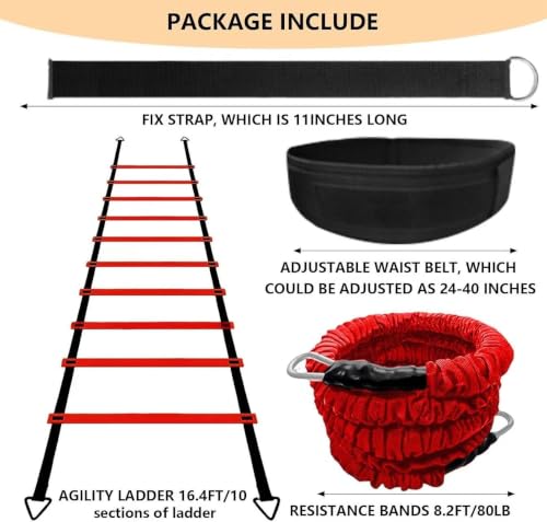 Agility Ladder Speed Training Equipment, 80lb Resistance Band