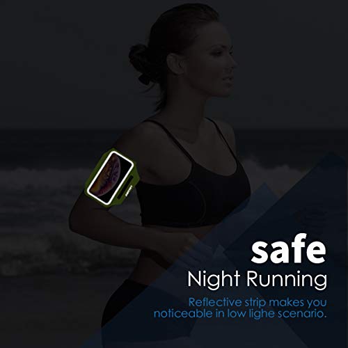 Running Armband with Earphone Pouch Fits Phones up to 6.9" - color: Green (Up to 6.9''), size: Medium