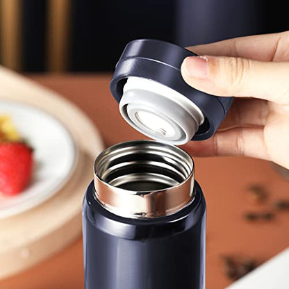 Mini Thermos Cute Water Bottle - 7 oz Tiny Insulated Vacuum 18/10 Stainless Steel Small Flask - Leak Proof & Spill Proof & Keeps Cold and Hot for Drink, Coffee, Tea - Blue - color: Blue, size: 6.8 Ounces
