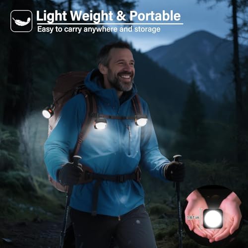 FLY2SKY 6Pack LED Rechargeable Camping Lights Tent Lantern Mini Emergency - style: 6 Pcs Black