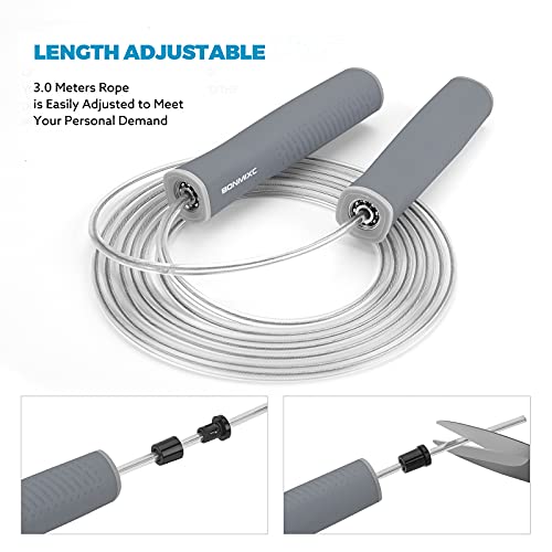 Weighted Jump Rope 1-LB for Adult || Speed Skipping Rope with Ball Bearings - color: Speed Gray (1 Pack)