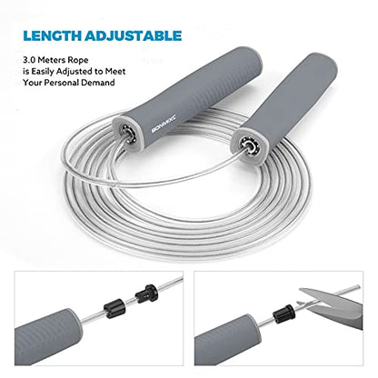Weighted Jump Rope 1-LB for Adult || Speed Skipping Rope with Ball Bearings - color: Speed Gray (1 Pack)