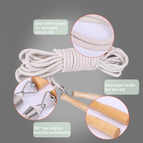 ACEONE Long Jump Rope, Multiplayer Skipping Rope with Wooden Handle for Kids and Adult, Team Group Jumping Rope for School Sport and Outdoor Activity - size: 23ft