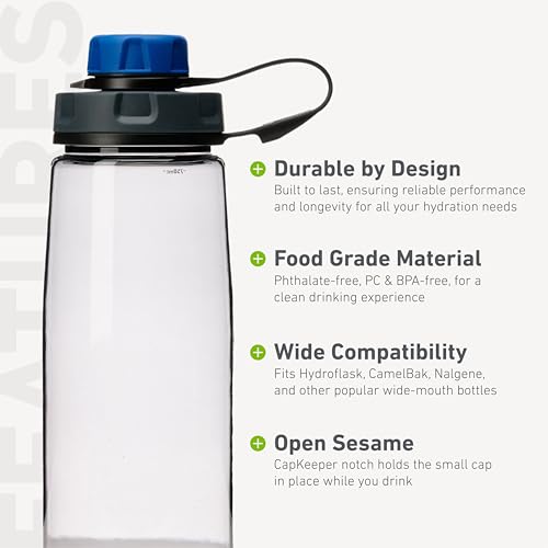 humangear capCAP+ | Converts Wide-Mouth Openings | Secure Easy Open | Food-Safe Material | Water Bottle Accessory Lid - color: Blue, size: capCAP+