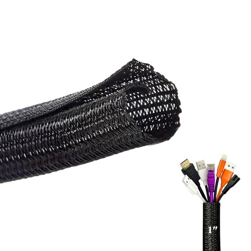 10ft 1" Split Wire Loom Sheath, Flexible Cord Cover Cable Management Sleeve - size: 10ft - 1"