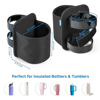 Xxerciz Treadmill Cup Holder, Roll Bar Water Bottle Holder with Two Adjustable Straps, Universal Drink Holder Fits 8-32 oz Bottle, Easily Install on Golf Cart, Walker, Scooter