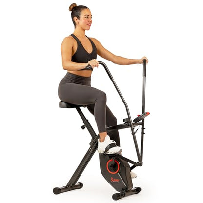 Sunny Health & Fitness Smart Foldable Magnetic X-Bike, Low-Impact Workouts - color: Black