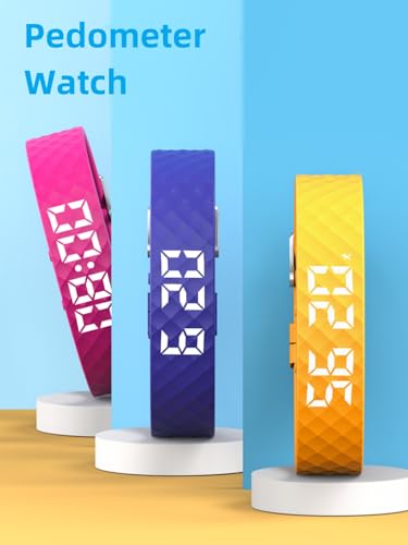 Non-luetooth Led Fitness Tracker Watch No App No Phone Required Fitness Watch Pedometer Watch with Steps Calories Sleep Tracker Alarm Clock for Man Women - color: Purple