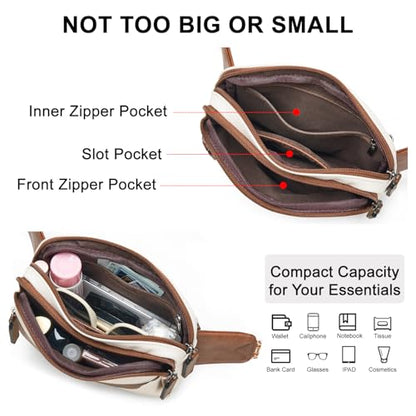 LATMAP 3L Fanny Packs for Women Cross Body Bag Vegan Leather Belt Bag Beige - color: Beige