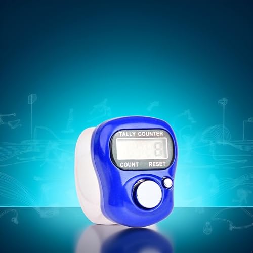 Blue 5 Digit LED Digital Row Counter, Display Counter Clicker,Handheld Number Click Counter,Electronic Finger Counter Hand Tally Counter with Ring for Golf,Track and Field Lap Accessories, Sports
