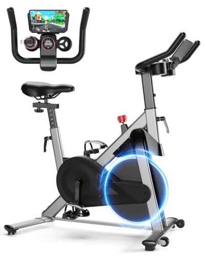 MJWW Magnetic Exercise Bike with Smart App, Stationary Indoor Cycling Bike for Home Workout, 32-Level Quiet Belt Drive, 300 lbs Heavy Duty Capacity Cycle with Comfortable Fully Adjustable Seat