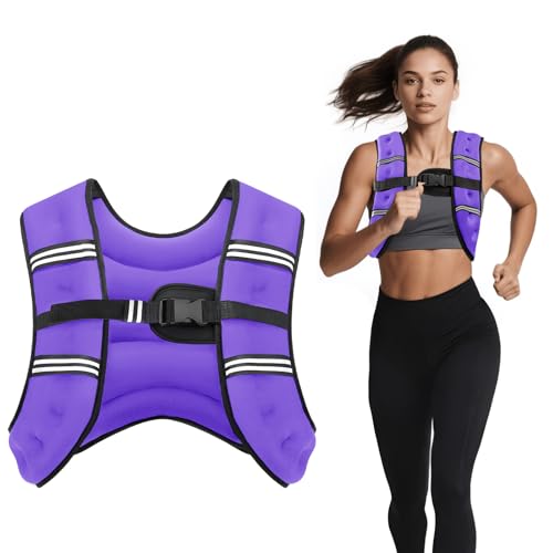 Ragebby Weighted Vest, 6lb/8lb/12lb/16lb/20lb/30lb for Men, Women with Reflective Stripe, Weight Vests Adjustable for Workout, Strength Training, Running, Fitness, Muscle Building, Weight Loss clearance - color: Purple, size: 8LB