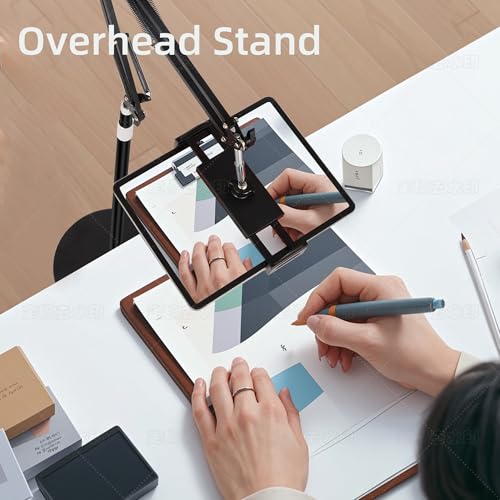 Tablet Floor Stand with 12lb Stable Base Overhead Bed Ipad Phone Holder Mount with Adjustable Height Stretchable Arm for 4.5-13in iPad Pro Air Mini 12.9/9.7, Kindle, Galaxy Tab, CellPhones