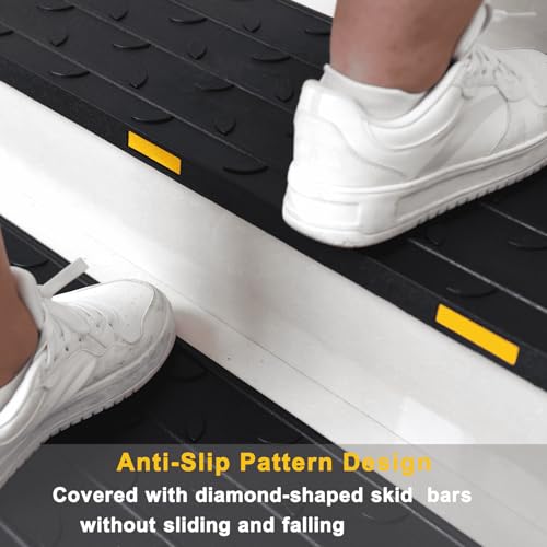 5 Pack 36"x10" Rubber Stair Treads, Outdoor Weatherproof Stair Treads, Anti-Slip Step Mat for Safety, Black Square Edge Design, Wooden, Concrete, Tile, Metal Steps, Easy Hose Wash