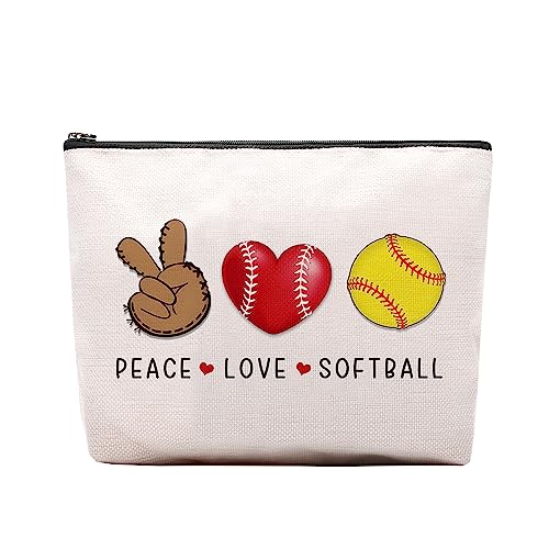 Softball Cosmetic Bag for Women, Birthday Gifts for Softball Lovers, Coach & Team - color: softball