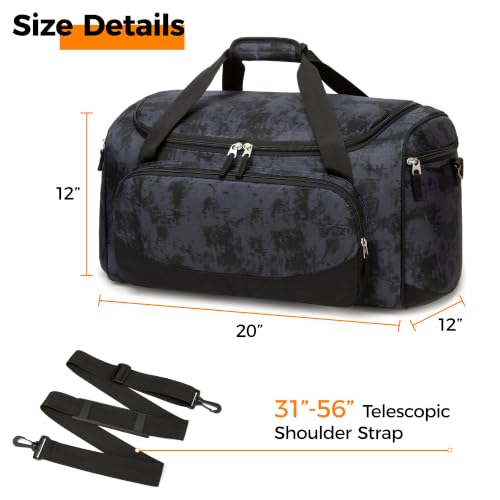 Uarition Gym Bag for Men & Women - 50L Duffle Bag for Travel, Black Tie-Dye - color: Black Tie-Dye
