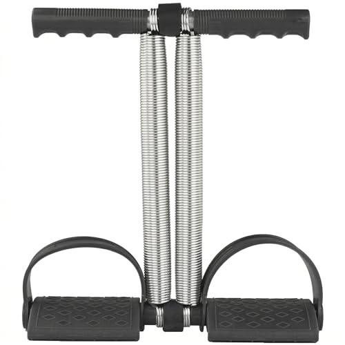 Dual Spring Tension Foot Pedal, Spring Steel Abdominal Leg Exerciser Foot Pedal Dual Spring Sit Up Equipment Lightweight and Portable for Muscle Training (Black)