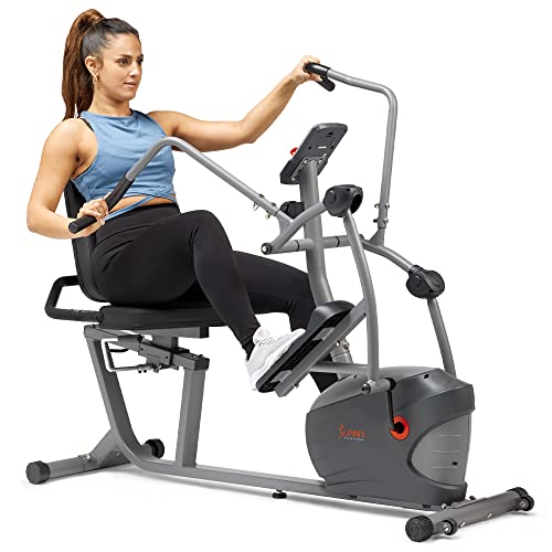 Sunny Health & Fitness Smart Recumbent Cross Trainer with Arm Exerciser