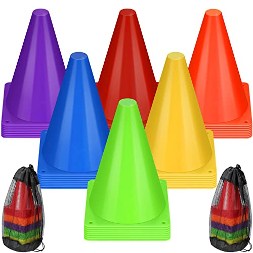 Leelosp 48 Pack Plastic Traffic Cones, Kids Sport - color: Multicolor, size: 7 Inch