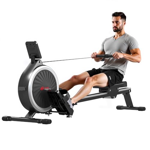 Magnetic Rowing Machine for Home, 16‑Level Magnetic Resistance Quiet Rower, 30dB Ultra‑Silent Foldable Row Machine, LCD Monitor Indoor Rower, Max 330 LBS for Small Apartment Home Gym
