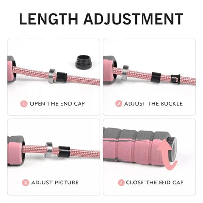 Jump Rope Cotton Adjustable Skipping Weighted jumprope for Women, Adult and Children Athletic Fitness Exercise Jumping Rope - color: Pink, size: 1pcs