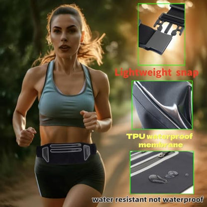Ultra-Slim Waterproof Running Waist Pack with Dual Zipper，Slim Running ， Pouch Waist for Workout Jogging,Travel Money Running Gear Accessories