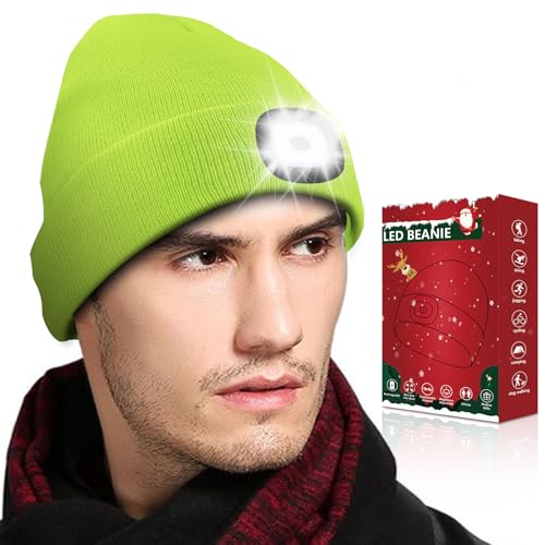 LED Beanie with Light Unisex, Gifts for Men Women, Winter Caps - color: Fluorescent Yellow