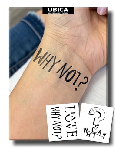 Semi Permanent Tattoo, Personalized Quotes Texts Design, Small - color: why not