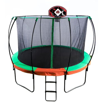 Jump Tastic Trampoline Trampoline Basketball Hoop, Fits Straight and Curved Pole Basketball Hoop for Trampoline, Universal Attachment with Mini Ball and Pump