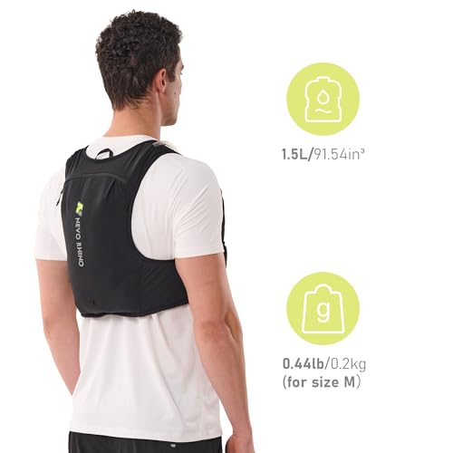 N NEVO RHINO Running Vest, Hyration Vest with 2 Pcs 500ML Soft Flasks - color: Black, size: Large